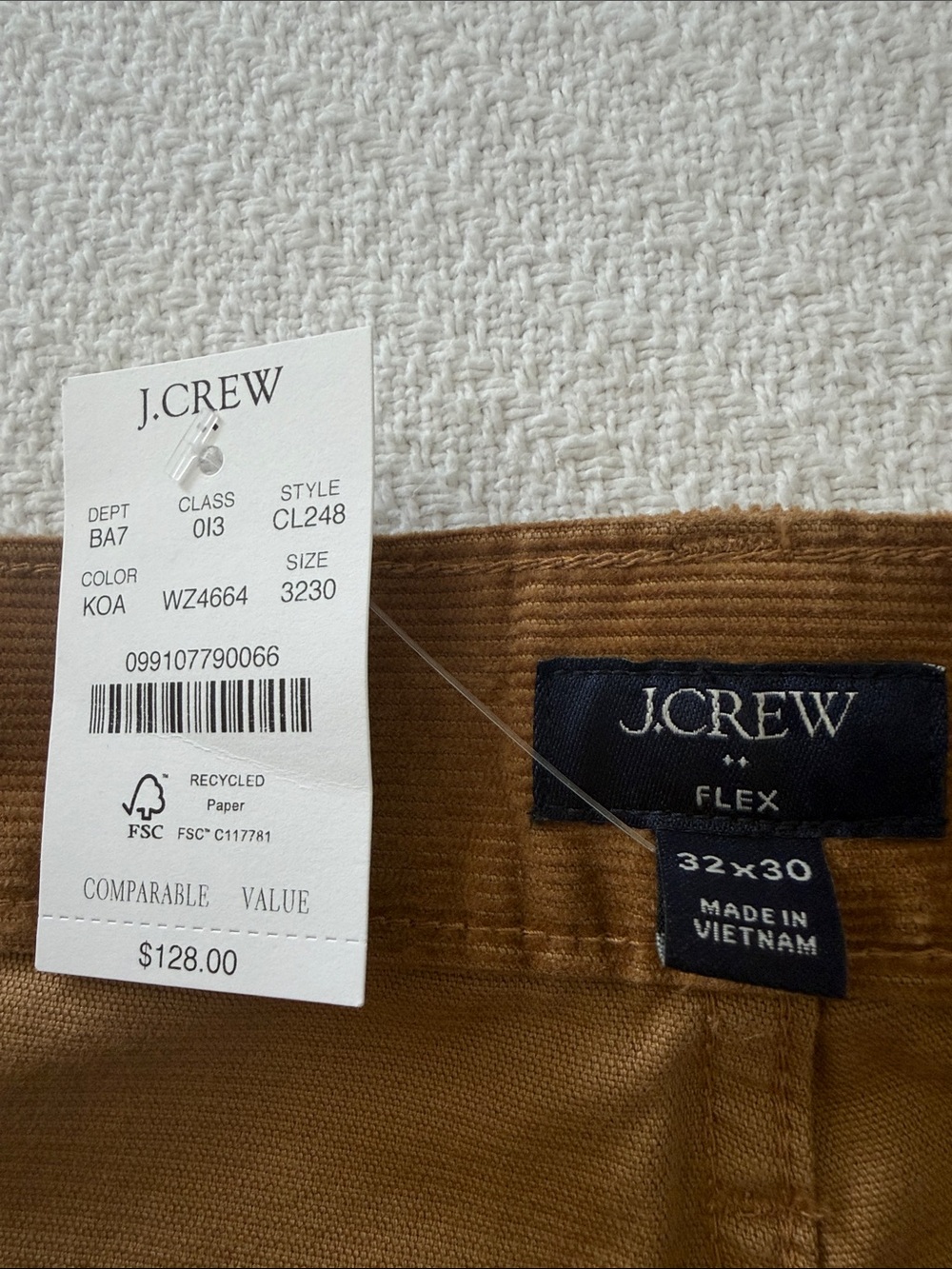 BNWT 32x30 Men's J. Crew Corduroy Straight Pants - Picture 4 of 8
